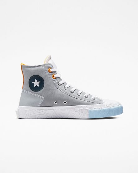 Zapatillas Altas Converse Chuck Taylor Alt Star Reflective Shine Hombre Gris Blancas Naranjas | PE 8047WL